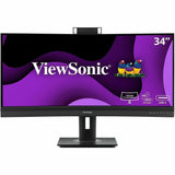 ViewSonic VG3457CV 34 Inch 1440p Ultrawide Docking Monitor, Curved IPS with Windows Hello IR Webcam Compatibility for Smooth Video Conferencing