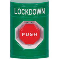 STI SS2102LD-EN Stopper Station, Push Key to Reset, Illumination, 'LOCKDOWN' Label, Green
