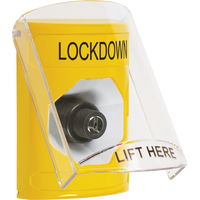 STI SS2223LD-EN Key-to-Activate Stopper Station, Indoor Only, Flush / Surface Mount, LOCKDOWN Label in English, Yellow