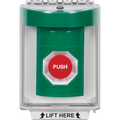 STI SS2134NT-EN Indoor / Outdoor Flush Momentary Stopper Station with No Text Label English, Green