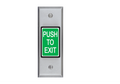 SDC 413PNPL1G 410 Series Narrow Push Button Switch, Narrow Style, Pneumatic Timer, Adjustable 1-45 Seconds, DPST, PUSH TO EXIT Sign, Visual Status Indicator LED, One Green, 625 Bright Chrome