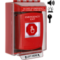 STI G3A082EX-EN G3 Multipurpose Push Button, No Camera, Key-To-Reset, 14220 Surface Cover with Sound, EMERGENCY EXIT Label in English, Red