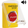 STI SS22A2ES-EN Indoor Flush / Surface with Horn Key-to-Reset (Illuminated) Stopper Station, 'EMERGENCY STOP' Label, Yellow