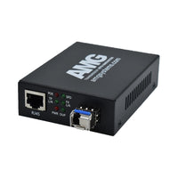 AMG Systems AMG210M-1GAT-1SS1A-P30 210M PoE Series Mini Ethernet Media Converter, 1-Port 10/100/1000BaseT(x) RJ45 with 30W PoE+, 1-Port 1000BaseFx Singlemode, 1-Fiber, 1310nm, LC Connector, 20Km