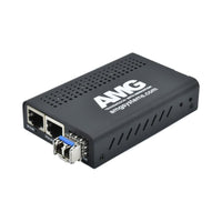 AMG Systems AMG210M-2G-1SM2 2+1 Commercial Media Converter, 2-Port 10/100/1000Base-T(x) RJ45, 1-Port 1000Base-Fx, Multimode, 2-Fiber, 850nm, LC Connectors