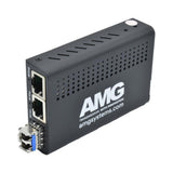 AMG Systems AMG210M-2G-1SS2 2+1 Commercial Media Converter, 2-Port 10/100/1000Base-T(x) RJ45, 1-Port 1000Base-Fx, Singlemode, 2-Fiber, 1310nm, LC Connectors