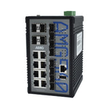 AMG Systems AMG560-8G-8S-4XS Industrial 20-Port Managed Switch, 8x10/100/1000Base-T(x) RJ45 Ports, 8x100/1000Base-Fx SFP Ports, 4x1/2.5/10G Base-Fx SFP+ Ports, DIN Rail Mount