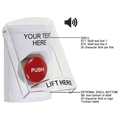 STI SS23A4ZA-EN Stopper Station with Horn, Indoor Only, Flush or Surface Mount, Momentary, Non-Returnable Custom Text Label, White