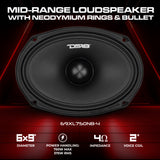 6x9" Midrange Loudspeaker with Neodymium Rings and Aluminum Bullet | 375 Watts RMS 4-Ohm