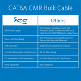 ICC ICCABR6FBL CAT6A CMR Riser 23AWG 100% Solid Pure Copper Shielded Bulk Ethernet Cable, FTP, PoE++, 650 MHz, UL Certified, ETL Verified, 1000' Reel, Blue
