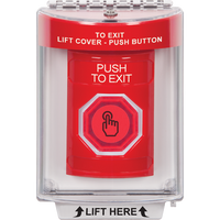 STI SS2037PX-EN Stopper Station Weather-Resistant Illuminated Momentary Push to Exit Button, Flush Mount, Red