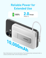 Anker Zolo Magnetic Power Bank (10K, 30W, Built-in USB-C Cable) - detail view | Silarius