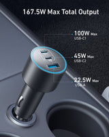 Anker Nano Car Charger (167.5W, 3 Ports) - side view | Silarius