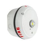 System Sensor SCWKLED L-Series Outdoor Ceiling-Mounted LED Strobe, "FIRE", White