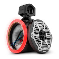 NXL 6.5' Marine and Powersports Empty Tower LED RGB Lights -Black Carbon Fiber - front view | Silarius