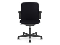 Humanscale PT16BCL57NSSNSC Path Task Chair with Black Frame with Black Trim and Height-Adjustable Arms - Midnight/Noir Corvara (Chrome-Free) Leather