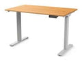 Humanscale FTG3060BM_FYH12TS EFloat Go 2.0 Sit/Stand T-Foot Style Table with 30 x 58 Bamboo Surface and T-Foot Style Silver Base