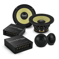 DXQ 6.5' 2-Way Component Speaker Set with Yellow Straw + Composite Foam Cone | 150W RMS 4-Ohm - front view | Silarius