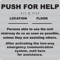 Talkaphone ETP-SIGN-PFH3 Instructional Sign, "PUSH FOR HELP", Brushed Silver