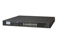 PLANET GSW-1820VHP 16-Port Gigabit 802.3at PoE+ + 2-Port Gigabit TP/SFP Combo Switch with LCD PoE Monitor