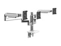 Humanscale X2NTNCCWNTWQTWQTW18 Mflex M2.1, Non Tech Base, Bracket for 3 Monitors, Clamp Mount, Polished Aluminum w/ White Trim, 4 Straight Link