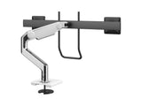 Humanscale M81NTNBWBHB M8.1 with Bolt-through Mount for DUAL Monitors with Crossbar - Polished Aluminum with White TRIM