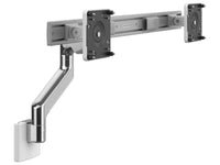 Humanscale M81NTNHWB2W M8.1 Monitor ARM with Direct Hardwall Mount with Crossbar for DUAL Monitors - Polished Aluminum with White TRIM - White 100MM X 100MM VESA Bracket