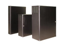 Chatsworth 13050-723 ThinLine II Wall-Mount Cabinet; 26INW x 36INH x 12IND; Black; Top Panel - Removable; Rail Type - Tapped 12-24; Sides - Yes; Front Door - Solid Metal