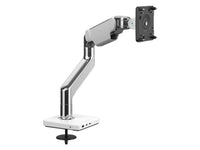 Humanscale M81M32BWBTBNA M8.1 Monitor Arm with M/Connect 3 Data Hub and Bolt-Through Mount, Polished Aluminum with White Trim
