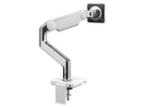 Humanscale M81M32CWBTBNA M8.1 Monitor Arm with M/Connect 3 Data Hub and Clamp Mount, Polished Aluminum with White Trim