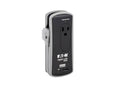 Eaton Tripp Lite TRAVELER3USBC Protect It 2-Outlet Travel-Size Surge Protector - 5-15R Outlets, USB-C and USB-A Ports, 5-15P Input, Black
