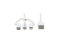 Eaton Tripp Lite M101AB-004-LMCW Safe-IT Universal USB-A to Lightning USB Micro-B and USB-C Sync/Charge Antibacterial Cable M/3xM MFi