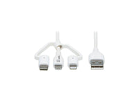 Eaton Tripp Lite M101AB-004-LMCW Safe-IT Universal USB-A to Lightning USB Micro-B and USB-C Sync/Charge Antibacterial Cable M/3xM MFi