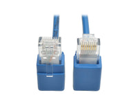 Eaton Tripp Lite N201-SR1-BL Right-Angle Cat6 Gigabit Snagless Molded Slim UTP Ethernet Cable (RJ45 M/M), Blue, 1 ft. (0.31 m)