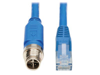 Eaton Tripp Lite NM12-602-05M-BL M12 X-Code Cat6 1G UTP CMR-LP Ethernet Cable (M12 M/RJ45 M), IP68, PoE, Blue, 5 m (16.4 ft.), TAA