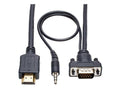 Eaton Tripp Lite P566-003-VGA-A HDMI to VGA + Audio Active Adapter Cable (HDMI to Low-Profile HD15 + 3.5 mm M/M), 3 ft. (0.9 m), TAA