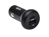 Eaton Tripp Lite U280-C02-24W-1B Dual-Port USB Car Charger with 24W Charging - USB-C (24W) PD 3.0, USB-A (24W) QC 3.0, Black