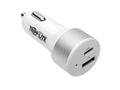 Eaton Tripp Lite U280-C02-C1A1 Dual-Port USB Car Charger with PD Charging - USB Type C (27W) / USB Type A (5V 1A/5W), UL 2089