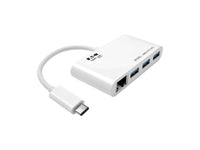 Eaton Tripp Lite U460-003-3AG 3-Port USB 3.x (5Gbps) Hub with LAN Port, USB-C to 3x USB-A Ports and Gigabit Ethernet, White