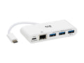 Eaton Tripp Lite U460-003-3AG-C 3-Port USB-C Hub - USB 3.x (5Gpbs) Hub Ports, Gigabit Ethernet, 60W PD Charging, White
