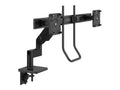 Humanscale M81NTNCBCHB M8.1 Monitor Arm with 4 Straight Link and Dynamic Link, Crossbar for Dual Monitors with Handle, Black with Black Trim