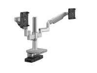 Humanscale X2M33CBSCTBCTB12NA M/Flex for M2.1 Monitor Arms with M/Connect 3 Pro Dock, Clamp Mount, Dual Arms, Silver with Gray Trim