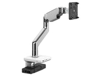 Humanscale M81M33CWBTDNA M8.1 Monitor Arm with M/Connect 3 Pro Dock, Clamp Mount, Angled and Dynamic Link, Polished Aluminum with White Trim