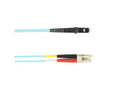 Black Box FOCMP50-010M-LCMT-AQ OM2 50/125 Multimode Fiber Optic Patch Cable - OFNP Plenum, LC to MTRJ, Aqua, 10-m (32.8-ft.), GSA, TAA/