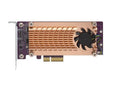 QNAP QM2-2S-220A Low-profile bracket pre-loaded, Low-profile flat and Full-height are bundled shorter version to support TVS-x82/TS-x77 PCIe slot 2 & slot 3