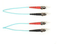 Black Box FOCMPM4-020M-STST-AQ OM4 50/125 Multimode Fiber Optic Patch Cable - OFNP Plenum, ST to ST, Aqua, 20-m (65.6-ft.), GSA, TAA/