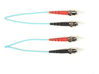 Black Box FOCMPM4-020M-STST-AQ OM4 50/125 Multimode Fiber Optic Patch Cable - OFNP Plenum, ST to ST, Aqua, 20-m (65.6-ft.), GSA, TAA/