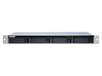 QNAP TL-R400S-US 4-bay 1U rackmount SATA JBOD expansion unit with a QXP-400eS-A1164 PCIe SATA host card and 1 SFF-8088 to SFF-8088 SAS/SATA 6Gb/s external cables