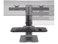 HAT Design Works WNSTE-2-CW-270 Winston-E Sit-Stand Dual Monitor Mount w/ Compact Worksurface Converter, Silver, 30 lbs, 30IN screen
