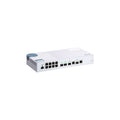 QNAP QSW-M408-2C-US QSW-M408-4C 12-port layer 2 managed switch. Eight 1GbE ports, two 10G SFP+ ports and two 10G SFP+/ NBASE-T combo ports